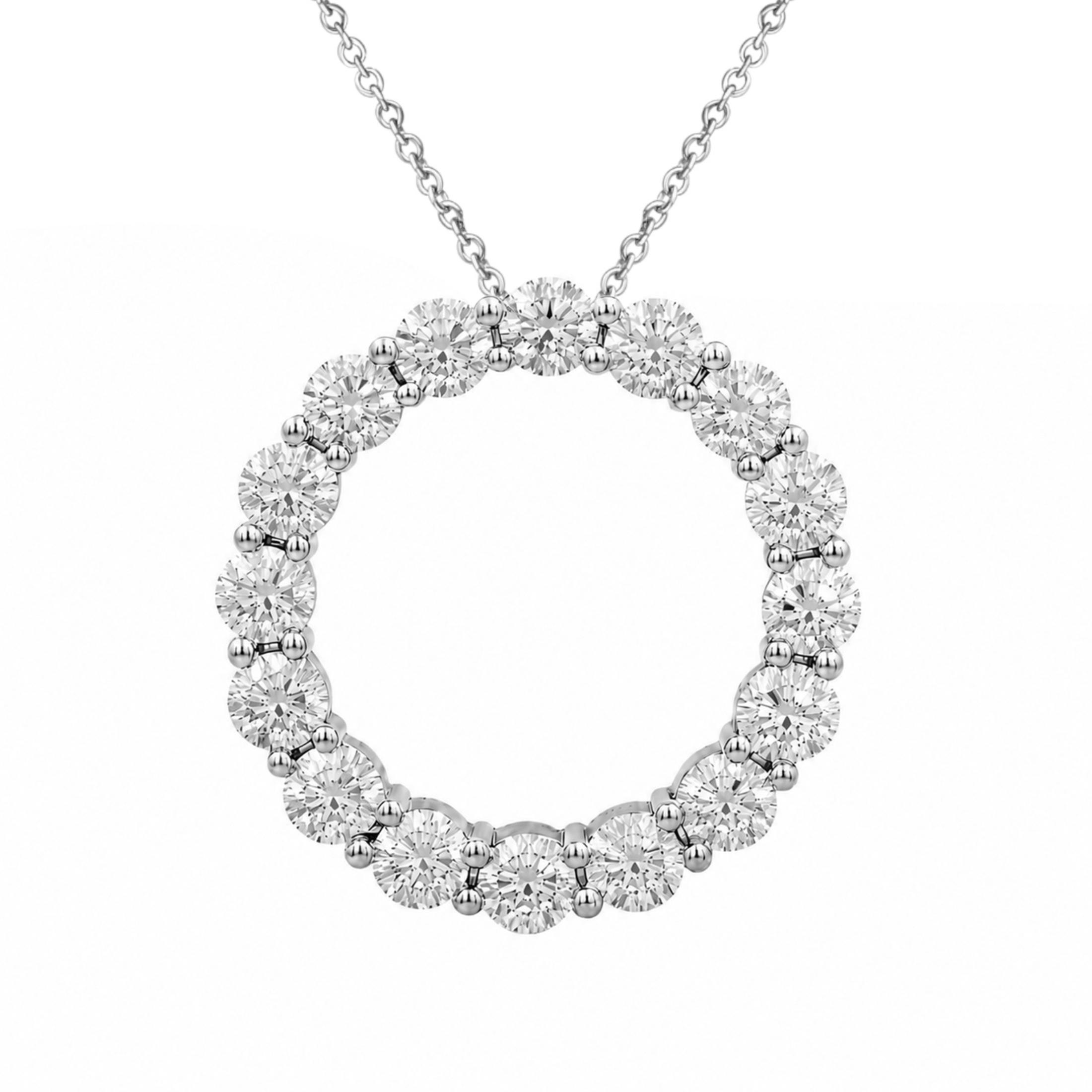 1.00ctw Round Cut F/VS+ Lab Grown Diamond Circle Pendant 925 Sterling Silver