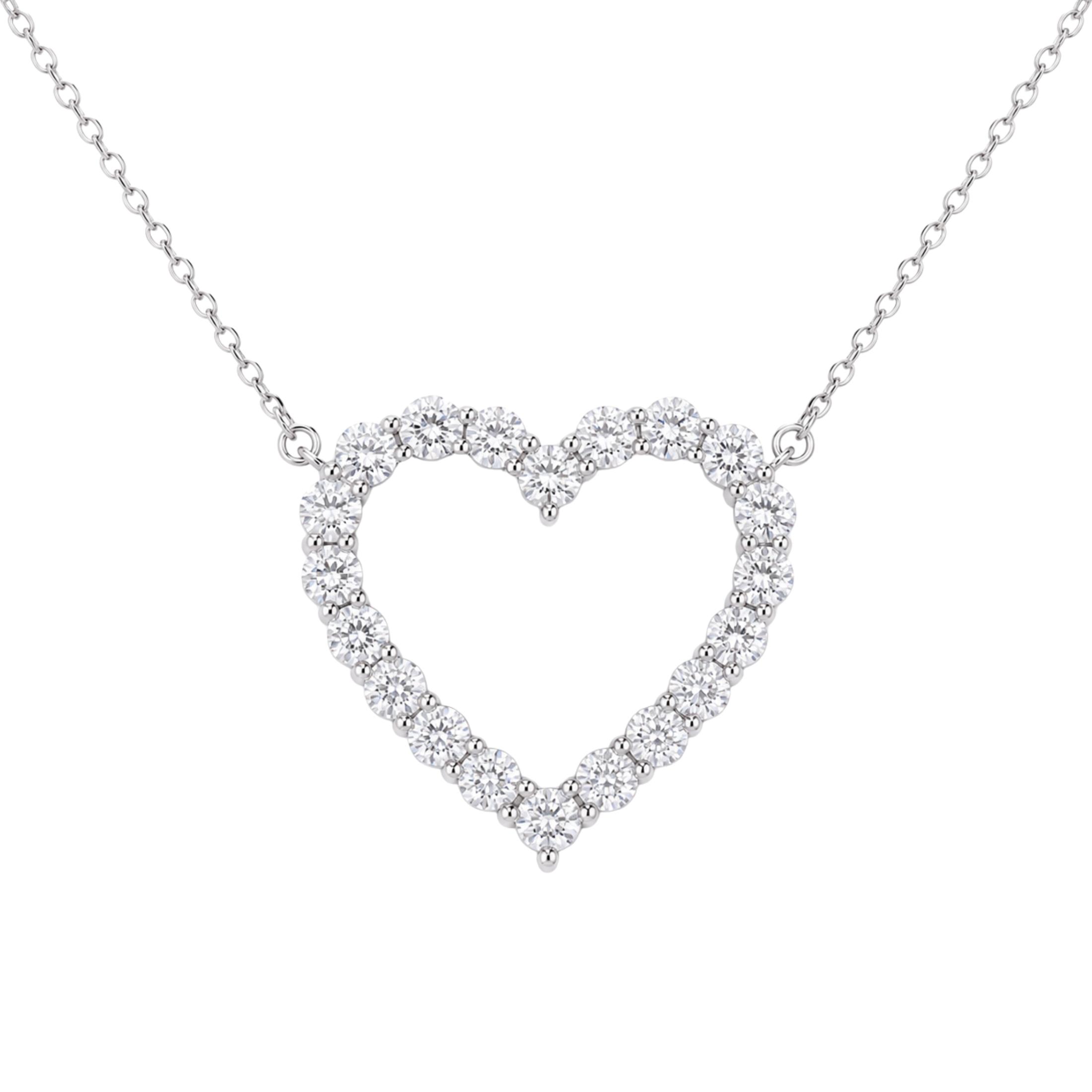 1.00ctw Round Cut F/VS+ Lab Grown Diamond Heart Pendant 925 Sterling Silver