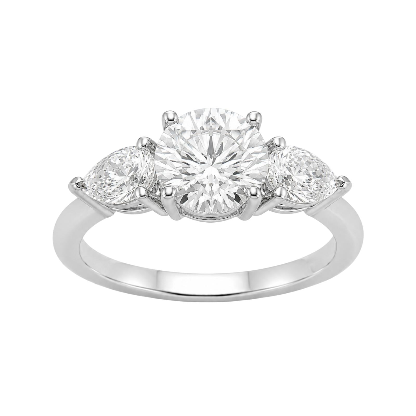 3.00ctw Pear Cut F/VS+ Lab Grown Diamond 3 Stone Ring 14K Gold Women